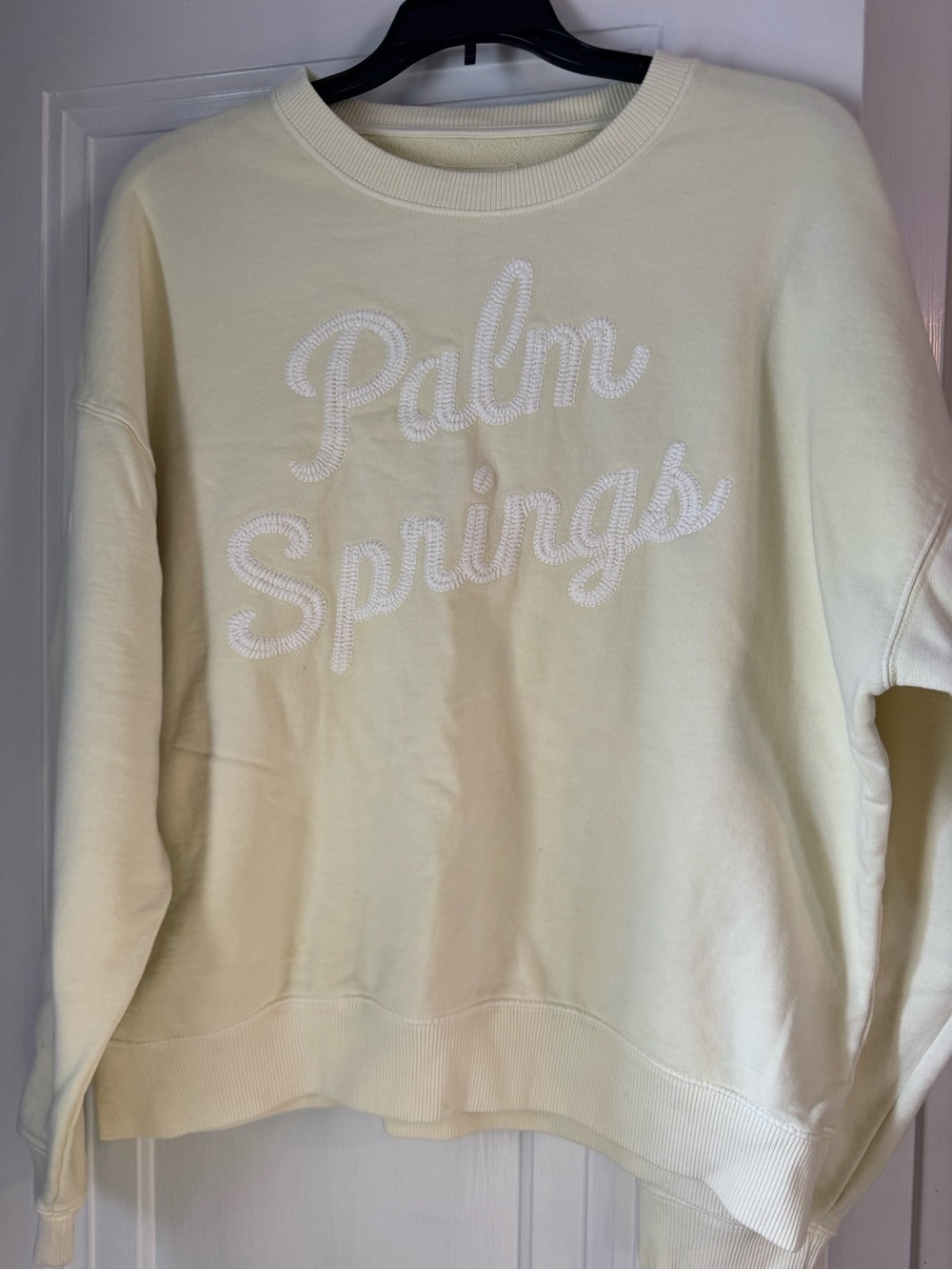 American Eagle Outfitters Light Yellow Palm Springs Embroidered Crewneck